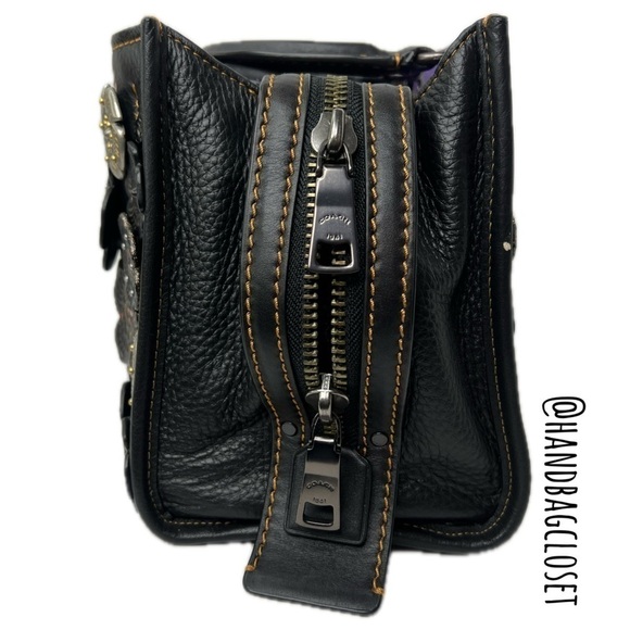 COACH 1941 TOOLED TEA ROSE TEAROSE WILLOW METAL AND LEATHER ROGUE 25 RARE BAG - Picture 5 of 16